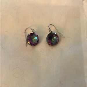 Iridescent Purple and Green Drop Earrings